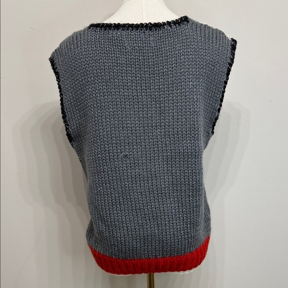 VINTAGE 80's Handknit Oversize Popcorn Knit Sweater Vest Ugly Christmas L - Picture 6 of 6